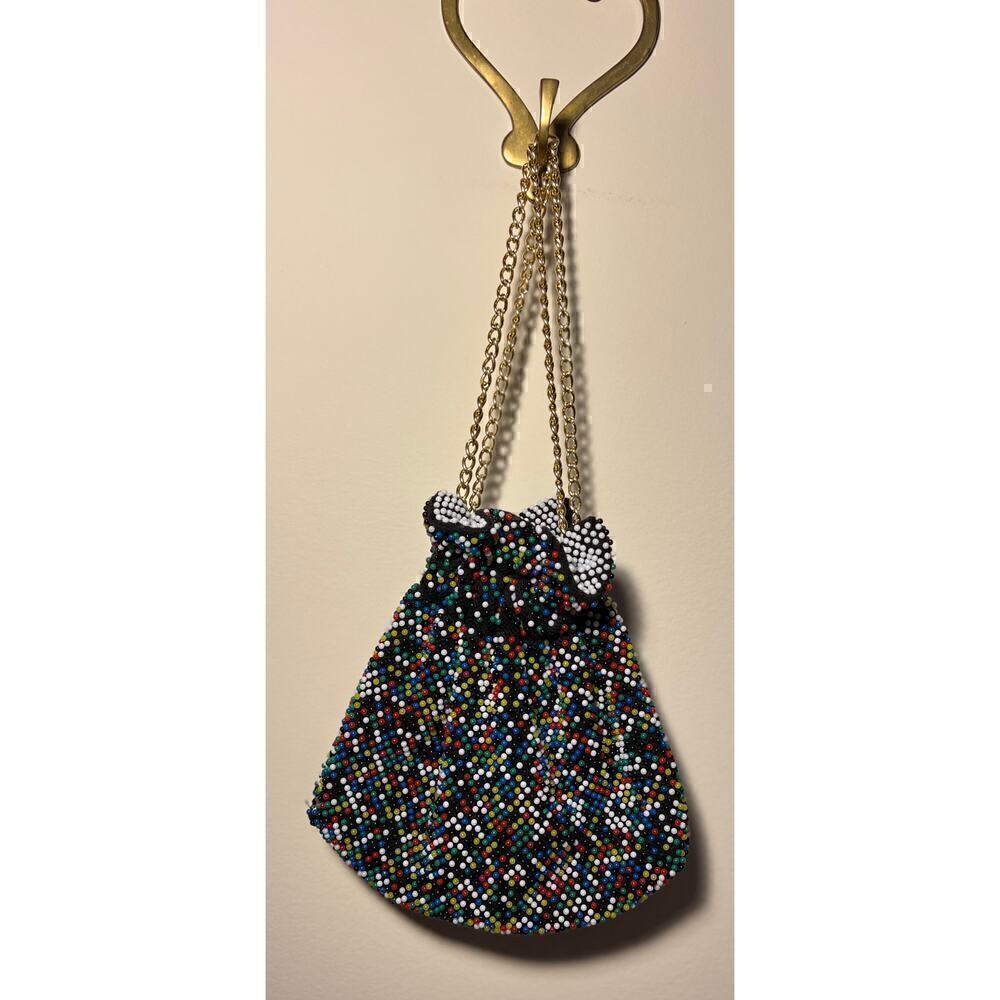 Vintage Reversible Beaded Draw string Bag